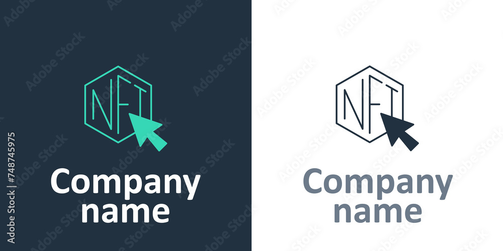 Logotype NFT Digital crypto art icon isolated on white background. Non fungible token. Logo design template element. Vector - obrazy, fototapety, plakaty 
