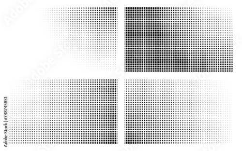 halftone patterns set. square dotted backgrounds. Vector illustration