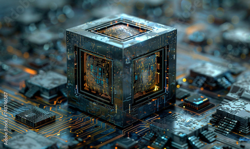 cube on top of a circuit board