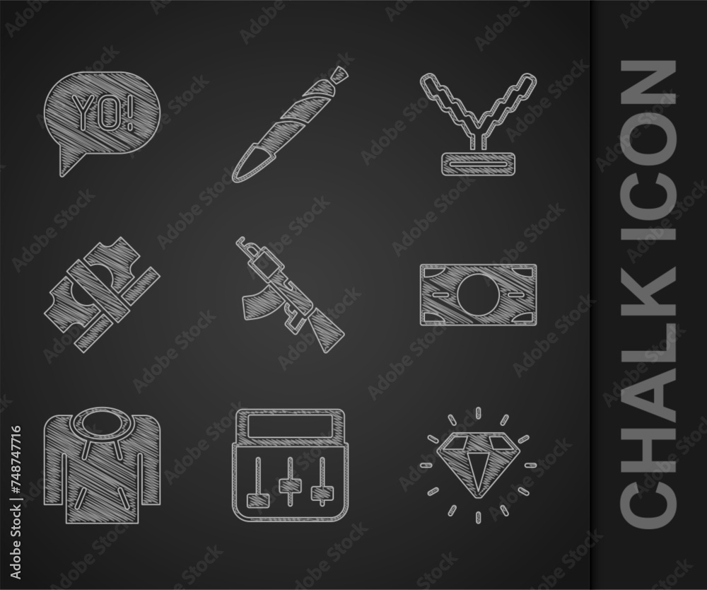 Φωτογραφία Set Submachine gun, Drum music, Diamond, Stacks paper money cash, Hoodie, Rapper chain and Yo slang lettering icon