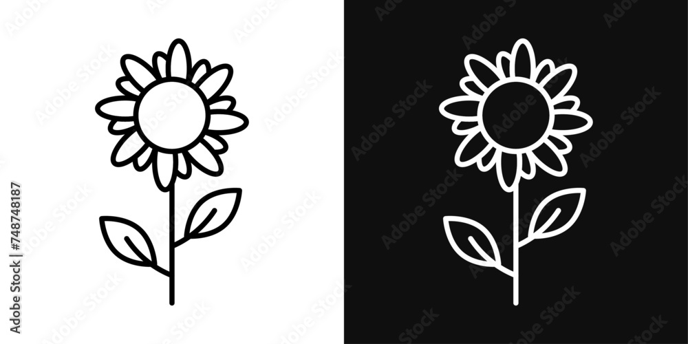 Sunflower Icon Set. Vector Illustration
