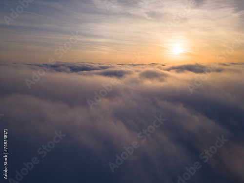 Sunrise Over a Sea of Clouds Captured by Drone