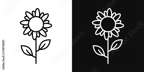 Sunflower Icon Set. Vector Illustration