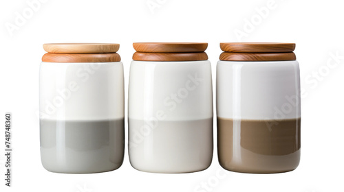 Ceramic Canister Trio with Airtight Seals on white background