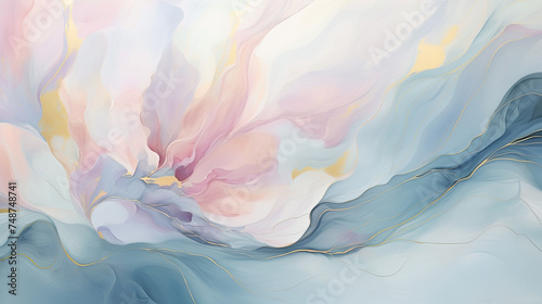 Artistic painting of acrylic texture in pastel pink and blue colors