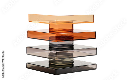 A stack of various colored glass containers, each one unique in shape and hue, creating a vibrant and visually interesting display. The containers are neatly arranged one on top of the other.