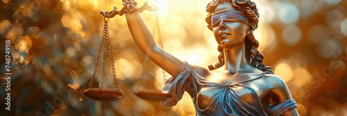 Statue of justice on golden background. Law and justice concept