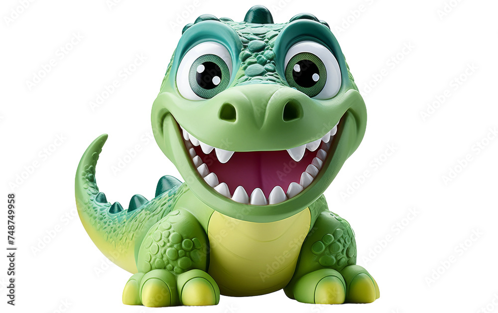 Vibrant Dinosaur Toy with a Playful Expression on white background Vibrant Dinosaur Toy with a Playful Expression on white background