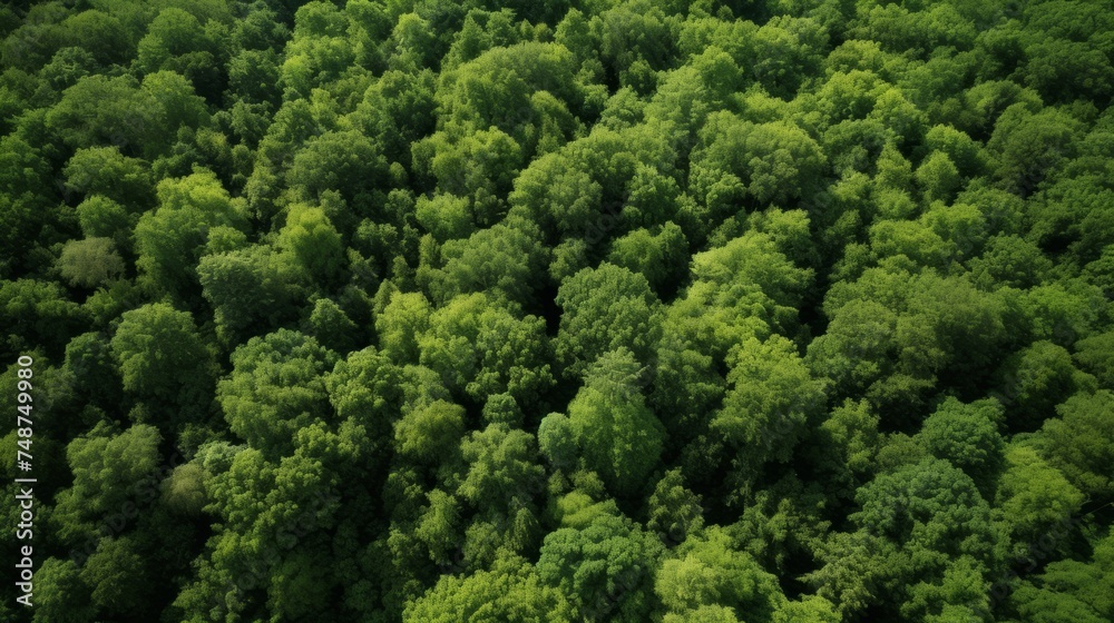 Green Forest drone view. The beauty of wild nature.