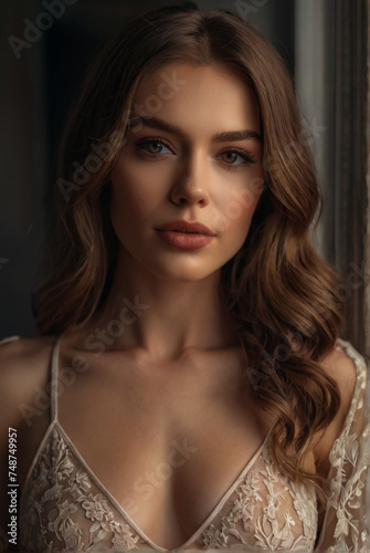 Photo of a gorgeous woman in a romantic outfit.