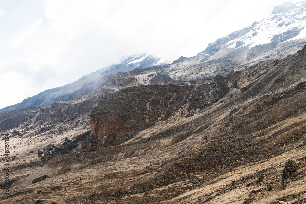Majestic Lava Rock Formation on Mt. Kilimanjaro’s Slopes