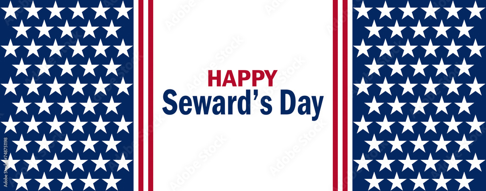 Happy Seward's Day wallpaper with shapes and typography. Happy Seward's Day, background