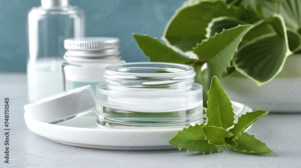 a bottle of lotion sitting on top of a table next to a potted plant and a bottle of lotion. a bottle of lotion sitting on top of a table next to a potted plant and a bottle of lotion.