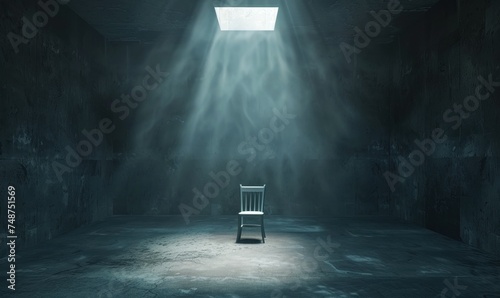 Interrogation room with small light overhead. photo