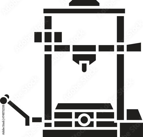 3d printing icon, Three print, printer, manufacturing New Product Development, future technology symbol. Modern outline style. editable stroke vector illustration design on white background.