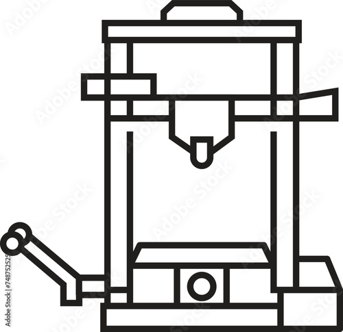 3d printing icon, Three print, printer, manufacturing New Product Development, future technology symbol. Modern outline style. editable stroke vector illustration design on white background.