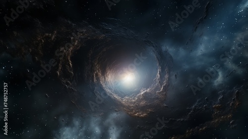 Black hole within the Milky Way galaxy, swallowing up all the stars and planets, destruction photo