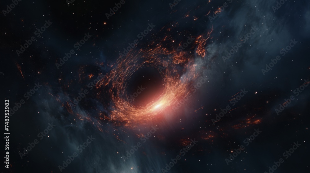 Black hole within the Milky Way galaxy, swallowing up all the stars and planets, destruction - obrazy, fototapety, plakaty 