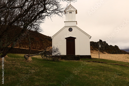 View on a church located on western peninsula Snæfellsnes
