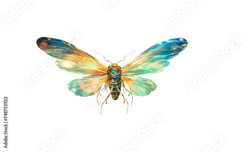 Whimsical Illustration of a Firefly Emitting Soft Glow on transparent background