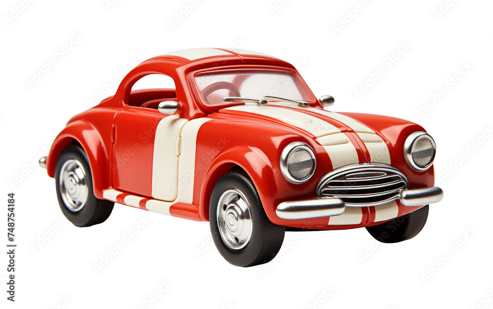 Bright Red Racing Wind-Up Toy Car on transparent background