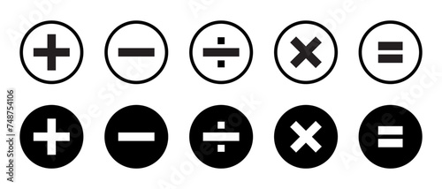 Calculator key icon vector. Plus, minus, division, multiplication, and equality symbol
