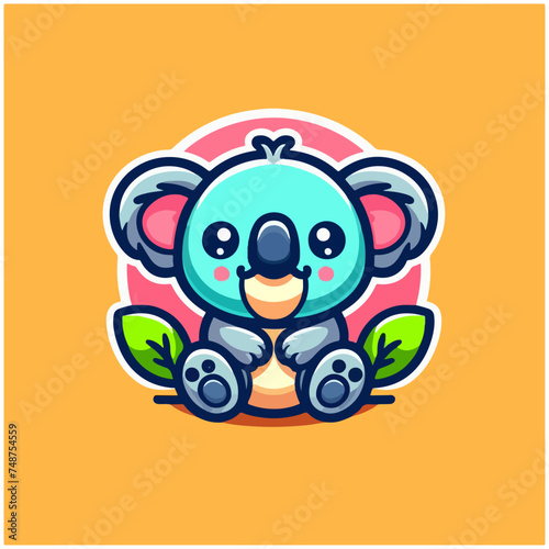 flat vector logo of koala , flat vector logo of cute koala , flat logo of koala , flat logo of cute koala , koala logo