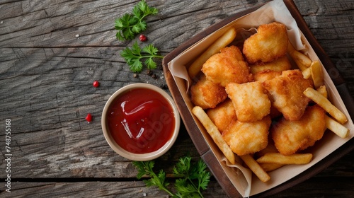 Fish nuggets and sauce, fast food
