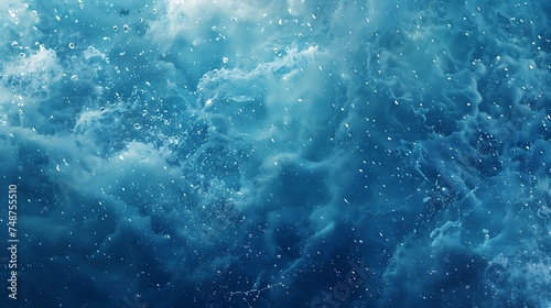 Deep blue ocean water with white bubbles and foam.