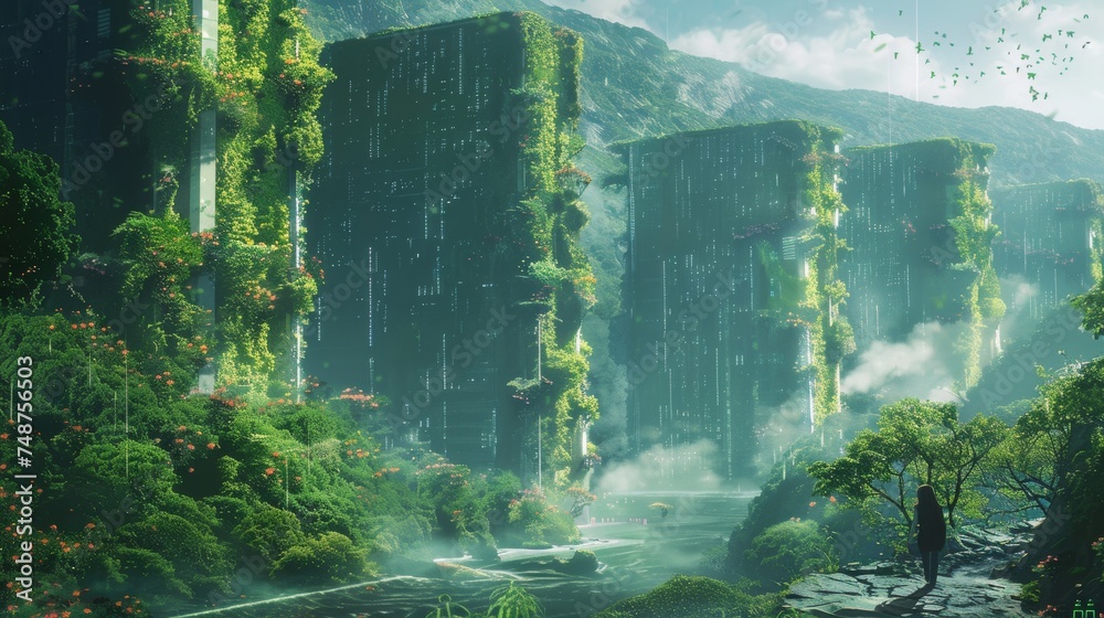 Biodegradable Hardware for Crypto Mining: Concept art for future biodegradable mining rigs that blend into natural landscapes after their lifecycle.