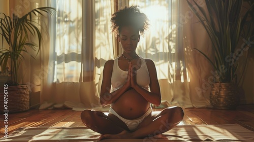 Pregnant woman doing maternity yoga