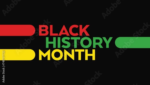 black history month colorful motion graphics seamless loopable text animation on white or black background great for wishing and celebrating awareness for black history month photo