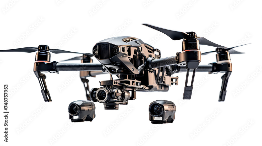 High-Tech Drone Camera with Gimbal Stabilization on transparent background High-Tech Drone Camera with Gimbal Stabilization on transparent background