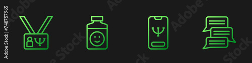 Set line Online psychological counseling, Psychology, Antidepressants and . Gradient color icons. Vector