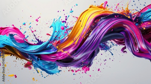 render, abstract brush stroke, paint splash, splatter, colorful curl, artistic spiral,