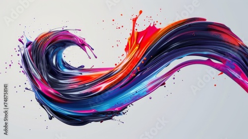 rendering, abstract twisted brush stroke, paint splash, splatter, colorful curl, artistic spiral, vivid hieroglyph