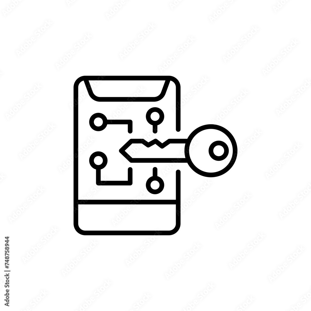 Mobile key outline icons, minimalist vector illustration ,simple transparent graphic element .Isolated on white background