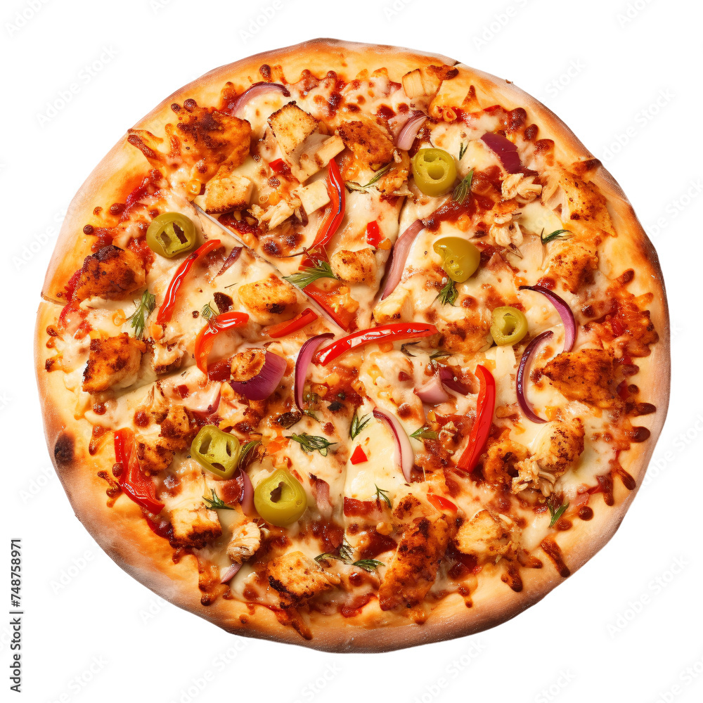 Stuffed Pizza in white background - Top View Stuffed Pizza in white background - Top View