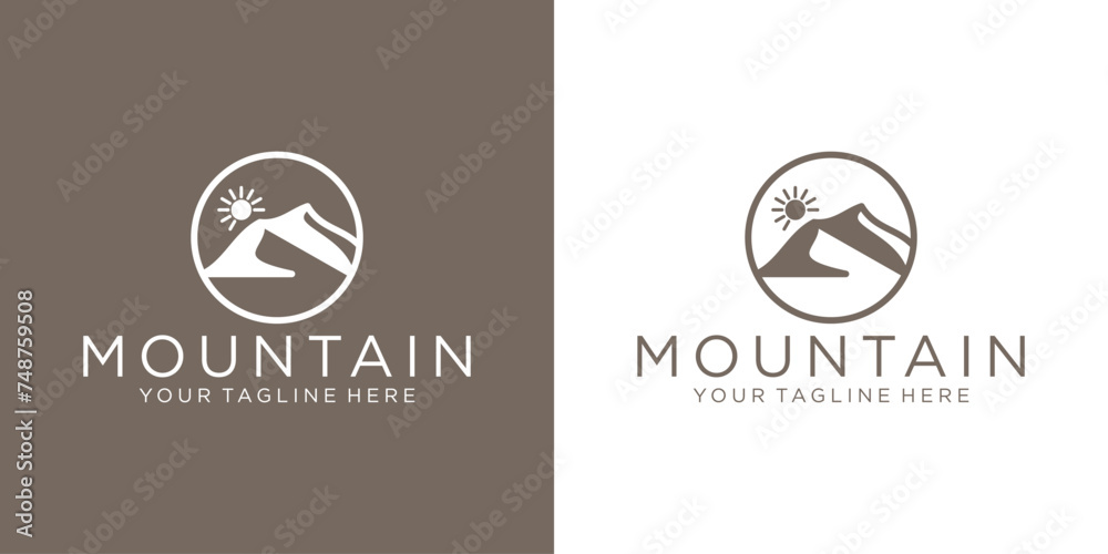 simple mountain view silhouette logo design simple mountain view silhouette logo design