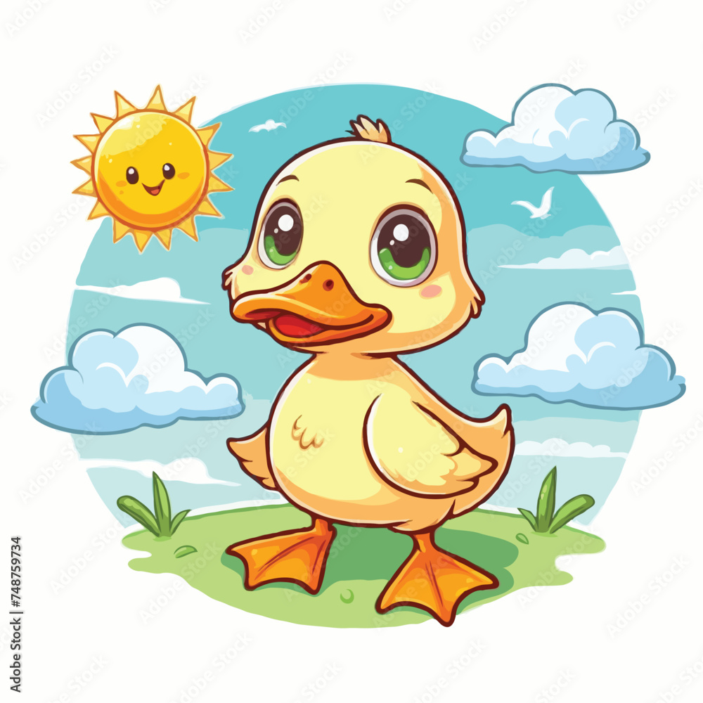 Obraz premium cute duck vactor on white background.