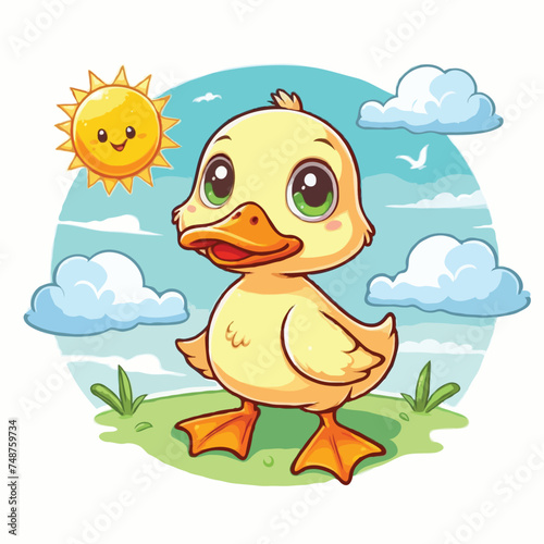 cute duck vactor on white background.