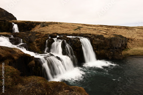 Kirkjufellsfossar is a waterfall in West Iceland on the Snæfellsnes peninsula © marieagns