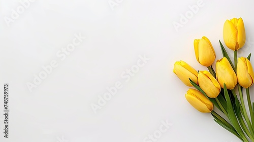 Yellow Tulips on a White Background