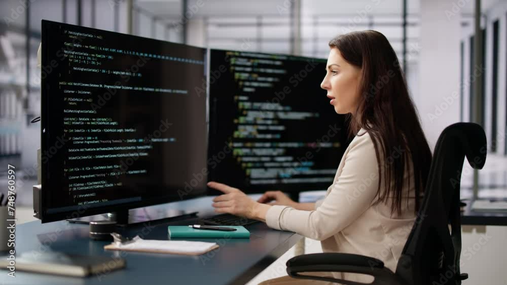 Programmer Woman Coding On Computer Programmer Woman Coding On Computer