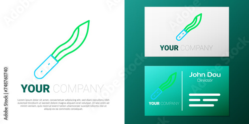 Line Machete or big knife icon isolated on white background. Colorful outline concept. Vector