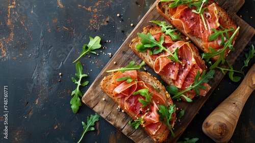 Delicious sandwiches with prosciutto cheese. Generative Ai