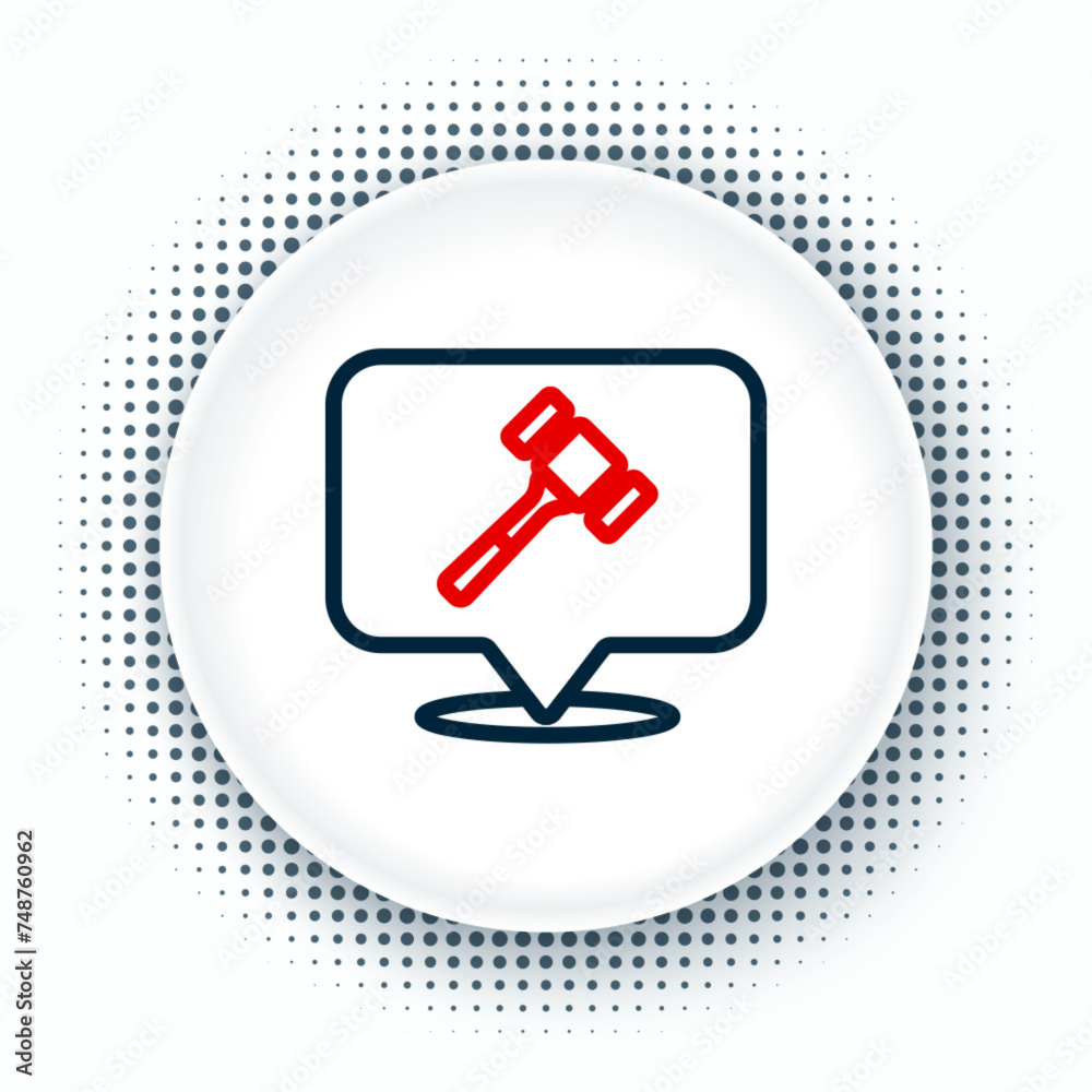 Line Auction hammer icon isolated on white background. Gavel - hammer of judge or auctioneer. Bidding process, deal done. Auction bidding. Colorful outline concept. Vector Line Auction hammer icon isolated on white background. Gavel - hammer of judge or auctioneer. Bidding process, deal done. Auction bidding. Colorful outline concept. Vector