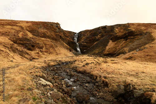 View on a waterfall in the Sn  fellsj  kull National Park  Iceland