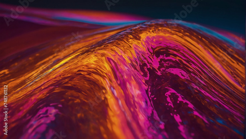 Sunset orange and hot pink holographic gradient neon wave with a liquid twist.