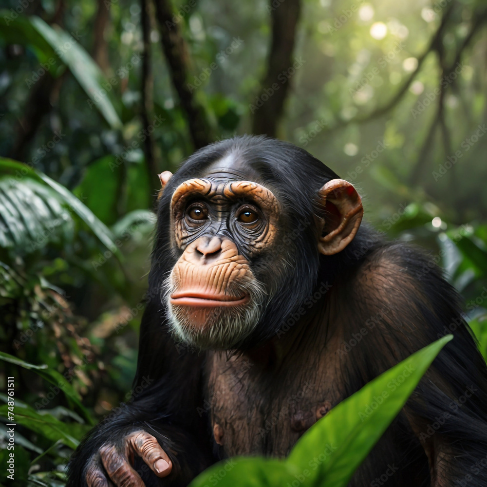A monkey in a rainforest